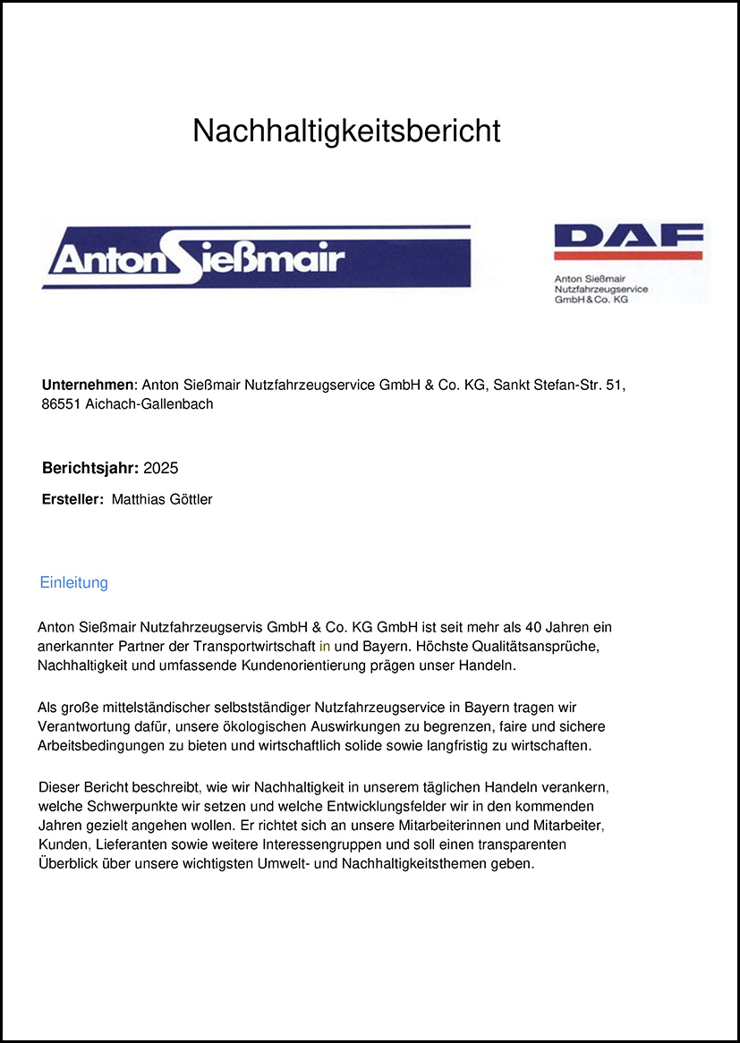 lkw werkstatt siessmair ISO Zertifikat 2024